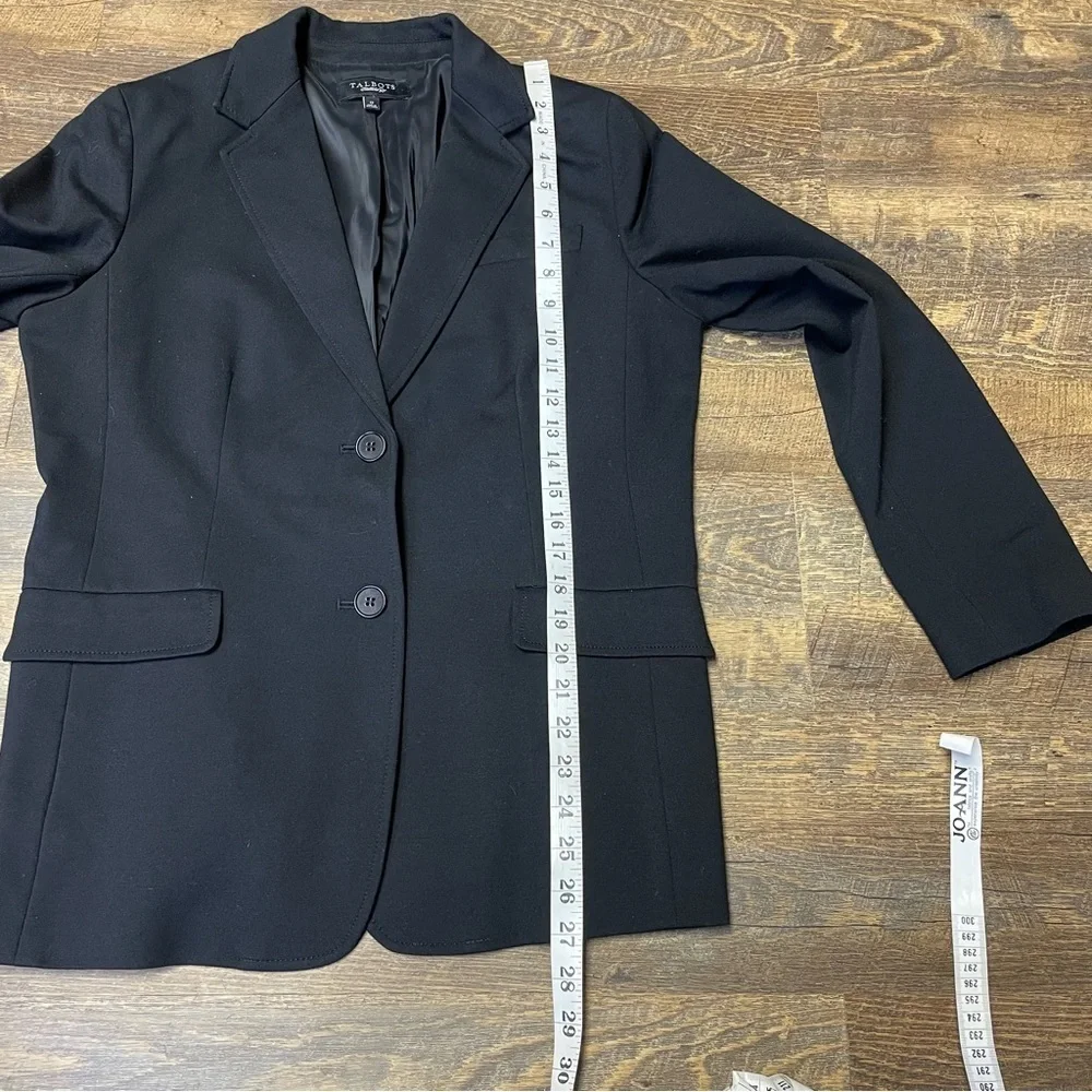 Talbots Blazer Women’s 12 Black Lined 2 Button Minimalist Coat Career Jacket - Picture 5 of 11